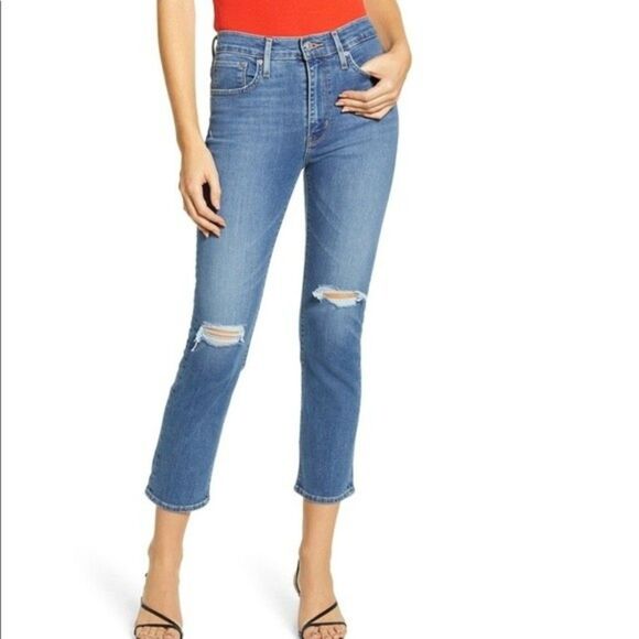 Levi’s 724 HIGH RISE SLIM STRAIGHT CROP JEANS Sz 25 - Picture 1 of 8